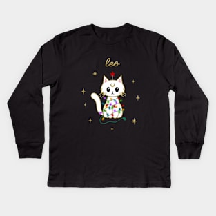 Leo Holiday Kitty Cat Kids Long Sleeve T-Shirt